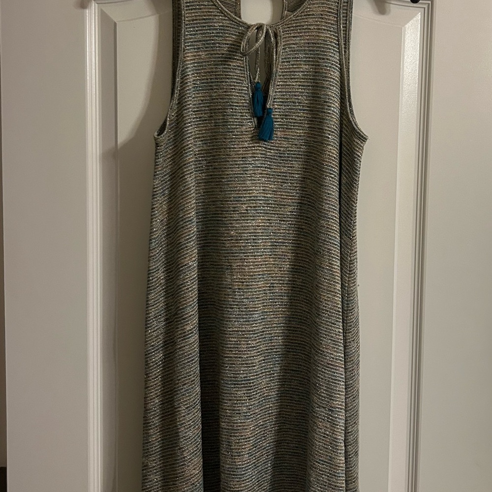 Sleeveless Striped Dress with Tassel Tie